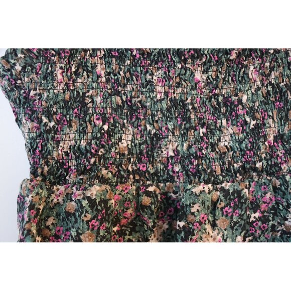 Reitmans Sleeveless Smocked Linen Top Black Floral L - Picture 2 of 3